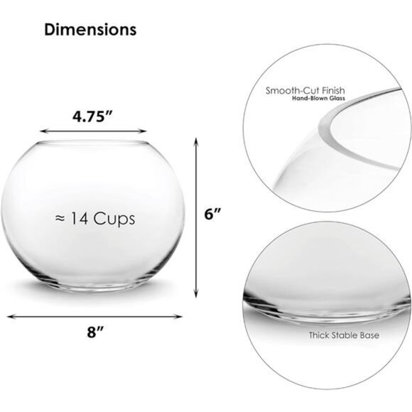 CYS EXCEL Glass Bubble Bowl (H-6" W-8", Approx. 3/4 Gal.) | Multiple Size - Picture 2 of 7